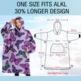 thumbnail image 4 of Oversized Wearable Blanket Hoodie,Purple Butterfly Pattern Sherpa Blanket Hoodie with Super Pockets,Super Warm Fuzzy Pullover for Women & Men, 4 of 6