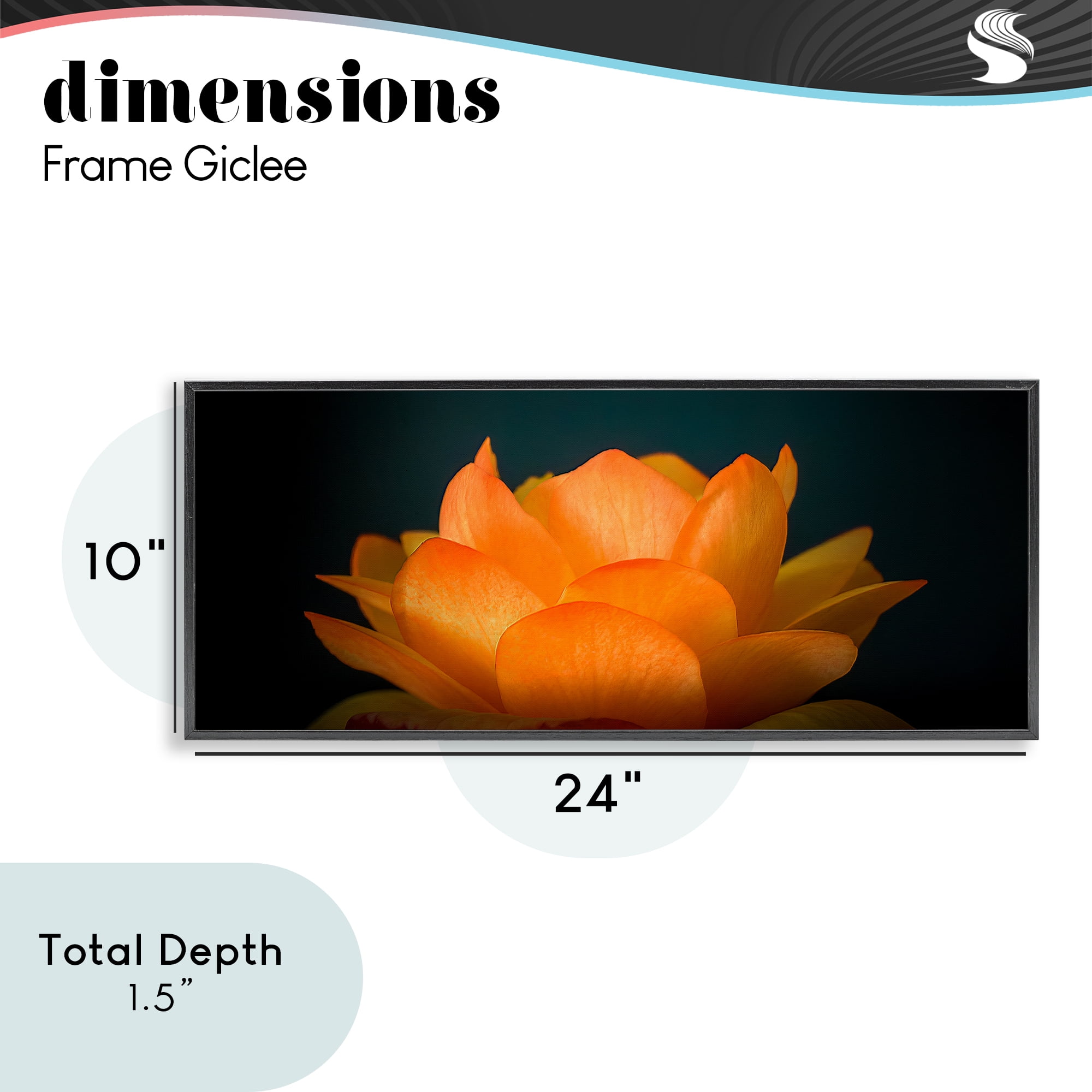 Glowing Orange Lotus Black Framed Giclee Art, design by Phillip Flowers