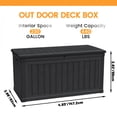 thumbnail image 4 of 230 Gallon XXL Outdoor Storage Deck Box Waterproof Resin Lockable Black for  Cushions Garden Tools Pool Supplies, 4 of 6