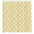 thumbnail image 3 of Geometric Shower Curtain, Traditional Herringbone Pattern Striped Zigzags in Sandy Texture, Fabric Bathroom Set with Hooks, 69W X 84L Inches Extra Long, Earth Yellow and White, by Ambesonne, 3 of 3