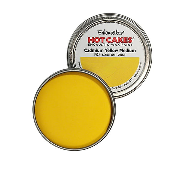 Enkaustikos Hot Cake Encaustic Wax Paint, 1.5 oz. Tin, Cadmium Yellow Medium