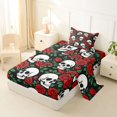thumbnail image 2 of Castle Fairy Halloween Floral Skull Twin Sheets 3pcs,Gothic Flower Red Rose Bedding,Ivory Red Black,1 Fitted Sheet,1 Flat Sheet and 1 Pillowcase, 2 of 6