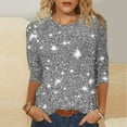 thumbnail image 2 of Daiosportswear Womens Tops 3/4 Sleeve Shirts Round Neck Loose Casual Blouses Floral Print Tshirts Trendy Business Work Top Gray-D XXL(XXL), 2 of 5