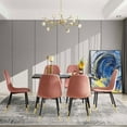 thumbnail image 4 of Set of 4 Velvet Accent Chairs, Tufted Armless Dining Chair with Golden Metal Legs and High Back, Modern Side Chair for Home Living Room, Bedroom, Beauty Room, Dining Room, Pink, 4 of 6