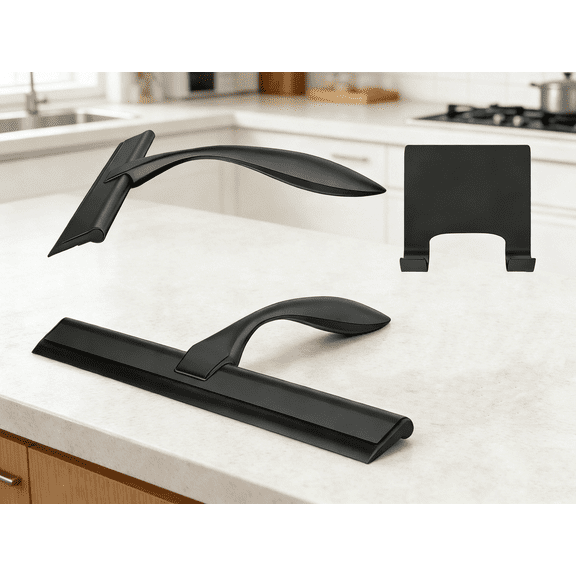 Peafowl Shower Squeegee Stainless Steel Bath Squeegee for Shower Glass Doors Bathroom Windows Kitchen Mirror and Car Glass with Hooks Holder (10 inch, Black)