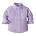 thumbnail image 2 of WOYY Toddler Boys Long Sleeve Button Down Shirt Solid Casual Versatile Shirt, Sizes 2-3Y, 2 of 4