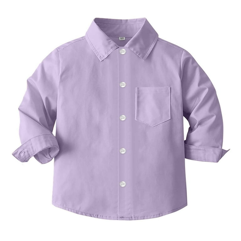 Baby Girls Button Down Shirts Boys Formal Outfit Purple Shirt for