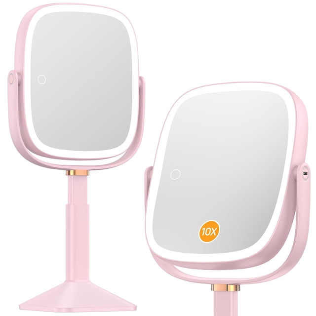 Espejo de maquillaje Gospire rectangular iluminado con aumento de 1X/10X