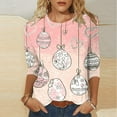 thumbnail image 2 of DDAPJ pyju Happy Easter Day Womens Tops Trendy Casual 3/4 Length Sleeve T-shirt Funny Bunny Eggs Graphic Tees Holiday Blouse Lightning Sales Today Multicolor XXL, 2 of 6