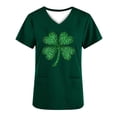 thumbnail image 3 of Uootdi Womens Tops Short Sleeve V Neck St Patrick's Day American Flag Shamrock Print Medical Shifts Casual Scrubs Tops Blouses Gift, 3 of 5