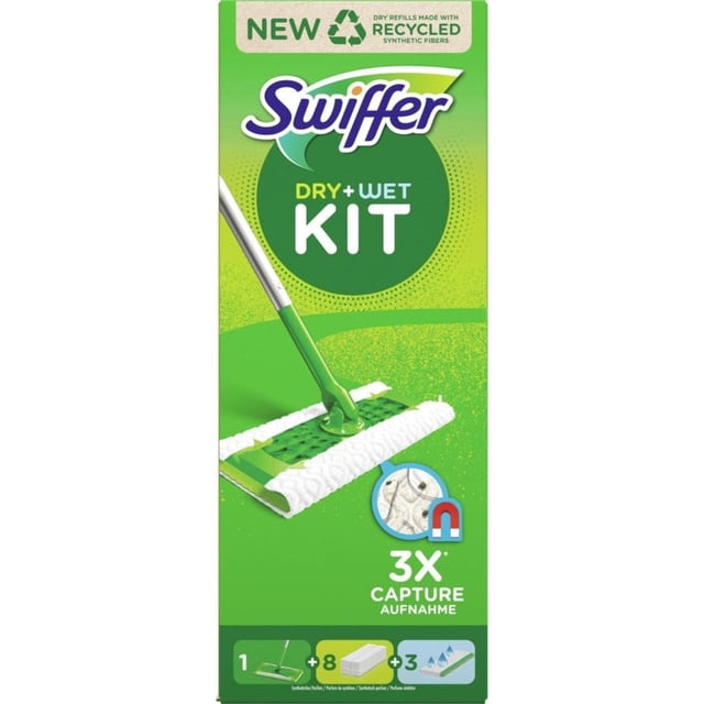 Kit de inicio para limpiar suelos Swiffer con 1 mopa y 8 recambios