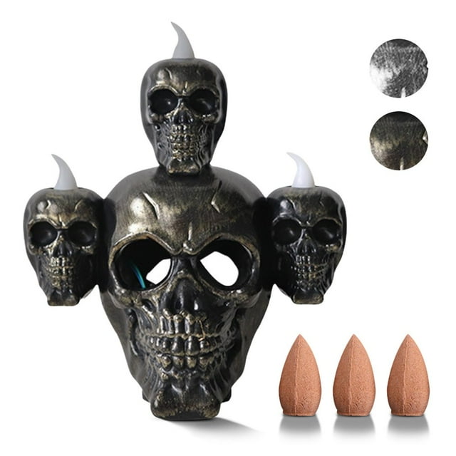 Candle Light Halloween Party Scary LED Candlestick Light Flameless Plastic Decoration Lamp Dark Gold