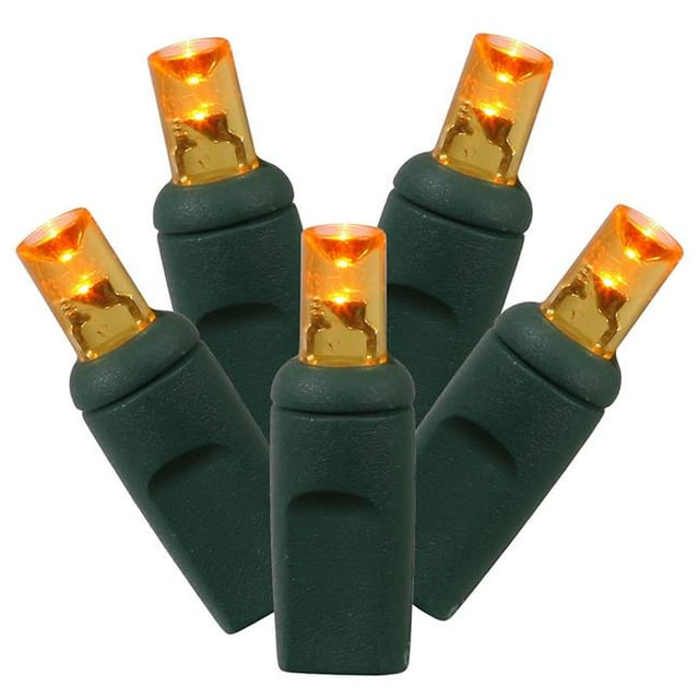 LED Green Wire End Connecting 6 in. Spacing 35 ft. Long Light Set with Orange Lights