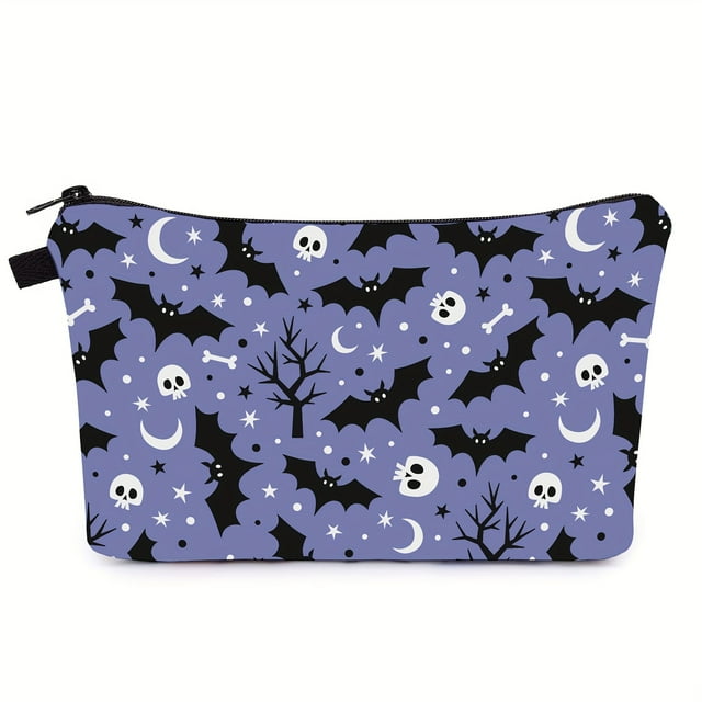 Grande Trousse Cosmétique de Voyage à Imprimé d'Halloween - Étui de Maquillage Portable avec Étui Rigide et Multiples Compartiments