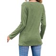 thumbnail image 3 of Womens Irregular Hem Buttons Long Sleeve Casual Round Neck Loose Tunic Top T-Shirt Spring Summer Autumn Winter T Shirt, 3 of 3