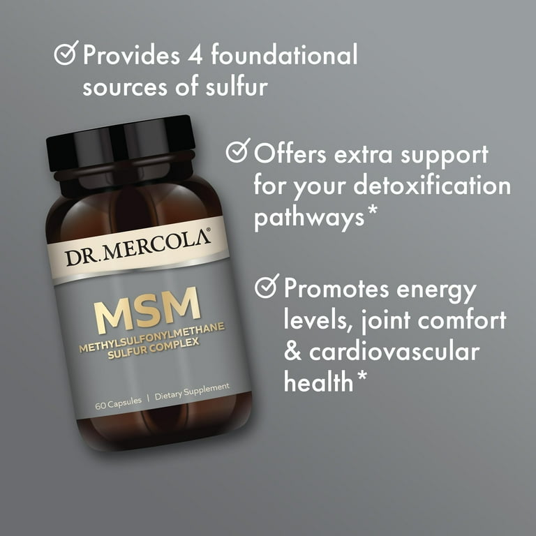 Dr. Mercola, MSM Methylsulfonylmethane Sulfur Complex Dietary Supplement, 30 Servings (60 Capsules), Non GMO, Soy Free, Gluten Free - Walmart.com Dr. Mercola, MSM Methylsulfonylmethane Sulfur Complex Dietary Supplement, 30 Servings (60 Capsules), Non GMO, Soy Free, Gluten Free - Walmart.com