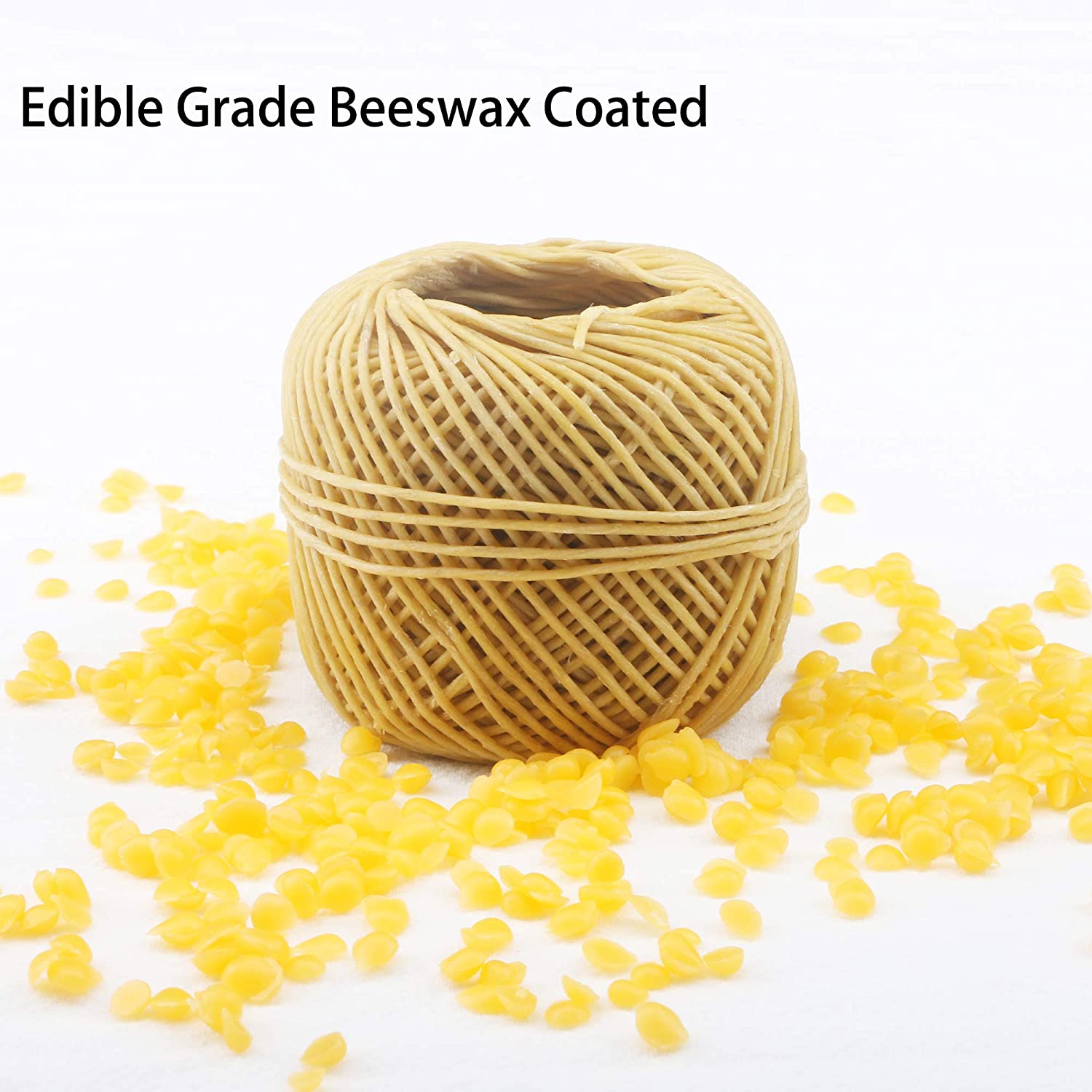 MILIVIXAY Thick Hemp Wick with Natural Beeswax Coating, Edible