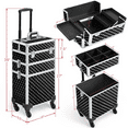 thumbnail image 3 of Alden Design 3-in-1 Rolling Makeup Train Case Cosmetic Trolley, Black, 3 of 7
