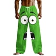 thumbnail image 2 of BRGZLK Men's Baggy Pants Wide Leg Funny Meme Elastic Waist Drawstring Beach Novelty Graphic Vacation Wide Leg Trouser with Pocket, 2 of 5