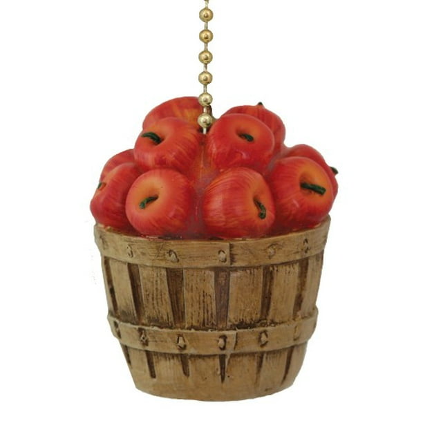 Bushel Basket Full of Red Apples Ceiling Fan and Light Pull Chain