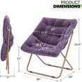 thumbnail image 2 of CRXX Square Saucer Chair for Adults, Oversized Folding Cozy Lazy Chair with Metal Frame for Bedroom, Living Room, Dorm Room, Apartment (Purple), 2 of 9