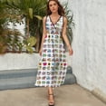 thumbnail image 3 of Whole Alphabet Abc Monogram Hand Drawn Colorful Womens Night Club Maxi Dress V Neck Sleeveless Bohemia Long Dresses, 3 of 9