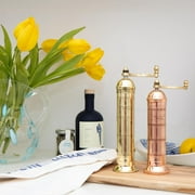 Alexander Home Greek Pepper Mill, 9 Inch Tall, Manual Grinder, Brass