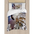 thumbnail image 3 of Africa Queen Size Duvet Cover Set, Aerial View of Bald Eagle Flying in the Snow Covered Grand Canyon Rocky Arizona USA, Decorative 3 Piece Bedding Set with 2 Pillow Shams, White Brown, by Ambesonne, 3 of 3