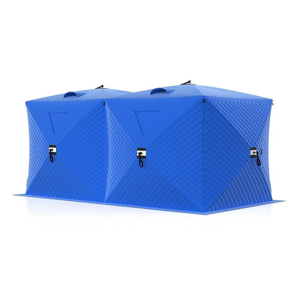 Ataucjin Insulated Ice Fishing Shelter 6-8 Person, Quick Setup Portable Hub Tent, Portable Insulated Hub Shelter with Windproof Design, 210d Oxford Fabric Winter Shelter Includes Anchors & Bag