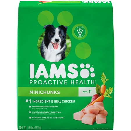 IAMS PROACTIVE HEALTH Adult Minichunks Dry Dog Food Chicken, 40 lb. (Best Low Fat Dog Food Brand)