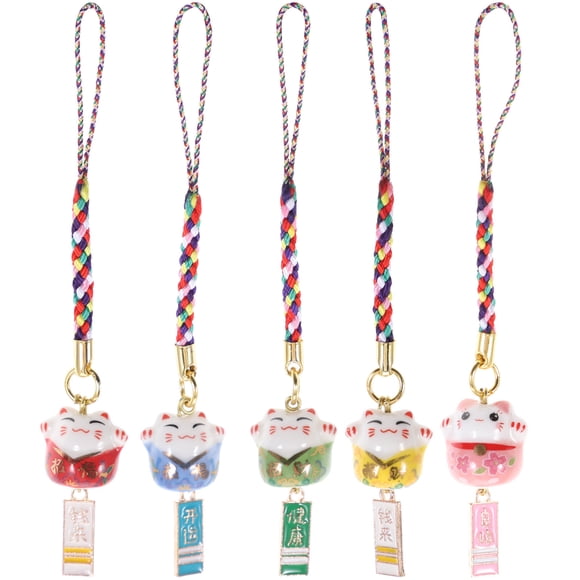 5 uds Adorable gato de La Fortuna colgante dijes para llaves bolsa colgante decoración teléfono Correa encanto