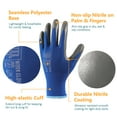 thumbnail image 4 of COOLJOB Small Garden Work Gloves for Men Women Non-slip, 10 Pairs Bulk Nitrile Rubber Coated Working Yard Gloves with Grip, Palm Dipped Oil Resistant and Hand-friendly, Black Blue Gray, Multi Pack, 4 of 7