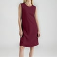 thumbnail image 2 of Summer Women's Button-Down Lapel Collar Sleeveless Dress 100% Cotton Linen Blend Casual Shift Dress with Front Pockets for Outdoor Activities,Wine 2XL, 2 of 5