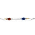 thumbnail image 2 of Gem Stone King 1.21 Ct Red Garnet Blue Created Sapphire 925 Silver and 10K Yellow Gold Lab Grown Diamond Bracelet for Women, 2 of 4