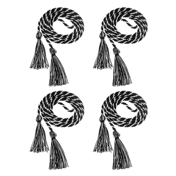Uxcell 4 Pcs Cordones de Graduación, Cordones de Honor de Borlas de Graduación, Cordón de Honor de Graduación con Borla, Cordones Trenzados para la Costura de Toga de Licenciatura, Negro+Blanco