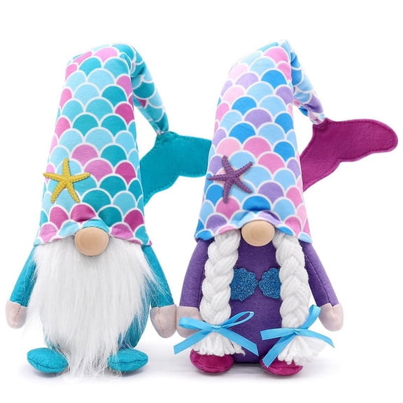 Spring Summer Gnomes Plush Decorations 2 Pack Handmade Beach Style Couple Stuffed Gnome Farmhouse Rustic for Home