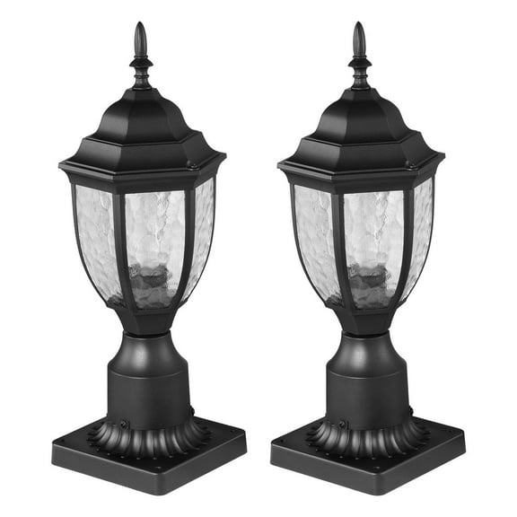 2 Pack Dusk to Dawn Outdoor Post Lights,Waterproof Pole Fixture with Pier Mount Base&Glass Shade for Garden,Patio,Pathway Lighting