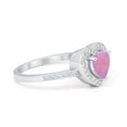 thumbnail image 2 of Halo Dazzling Heart Promise Ring Round Lab Created Pink Opal 925 Sterling Silver Size 6, 2 of 6