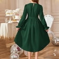 thumbnail image 5 of Fesfesfes Girls Long Sleeve Party Dress With Belt Elegant Pleated Flowy Formal Gown For Special Occasion Birthday Celebration Holiday Outfit(Green,4-5 Years), 5 of 5