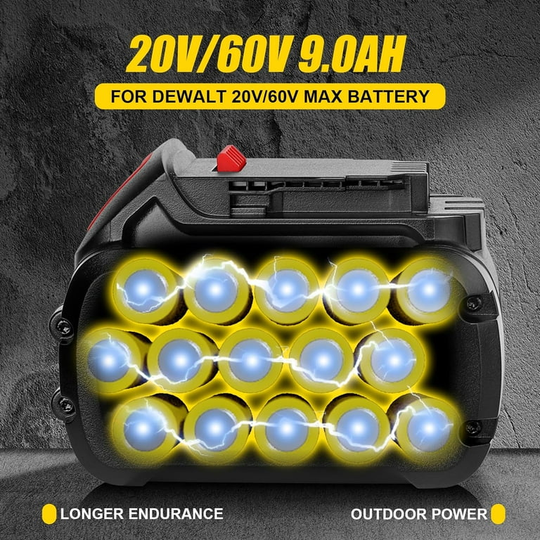 20V 60V 9.0Ah Replacement Battery for DeWalt 60V Flexvolt Battery Compatible with DeWalt Battery DCB606 DCB609 DCB206 DCB204 DCB180 DCB200 Fit for DeWalt 20V 60V 120V Cordless Tools Walmart