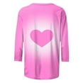 thumbnail image 5 of 3/4 Length Sleeve Womens Tops for Valentines Day Shirts Cute Tie-Dye Heart Plus Size Basic T-Shirts, 5 of 5