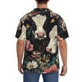 thumbnail image 3 of Fotbe Vintage Sunflower Cow Camisa Estampada de Manga Corta para Hombre, Casual de Verano, Estilo Playero, Sin Arrugas-Medium, 3 of 5