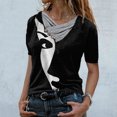 thumbnail image 1 of Blouses à Manches 3/4 pour Femmes Mode Femmes Hauts Imprimés Décontractés Col en V Croisé Boutons Blouse à Manches Courtes Blouses de Maternité en Solde, 1 of 5
