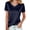 Dark Blue, variant on Staron Women's Casual V-Neck Short Sleeve Top Mesh Rhinestone Blouse Fashion Party Vacation T-Shirt, Beige S
