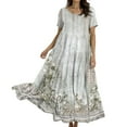 thumbnail image 5 of WTOBBY Women Casual Loose Bohemian Floral Dress Short Sleeve Long Maxi Summer Beach Swing Dress, Flowy for Vacation and Boho Chic,Gray M, 5 of 5