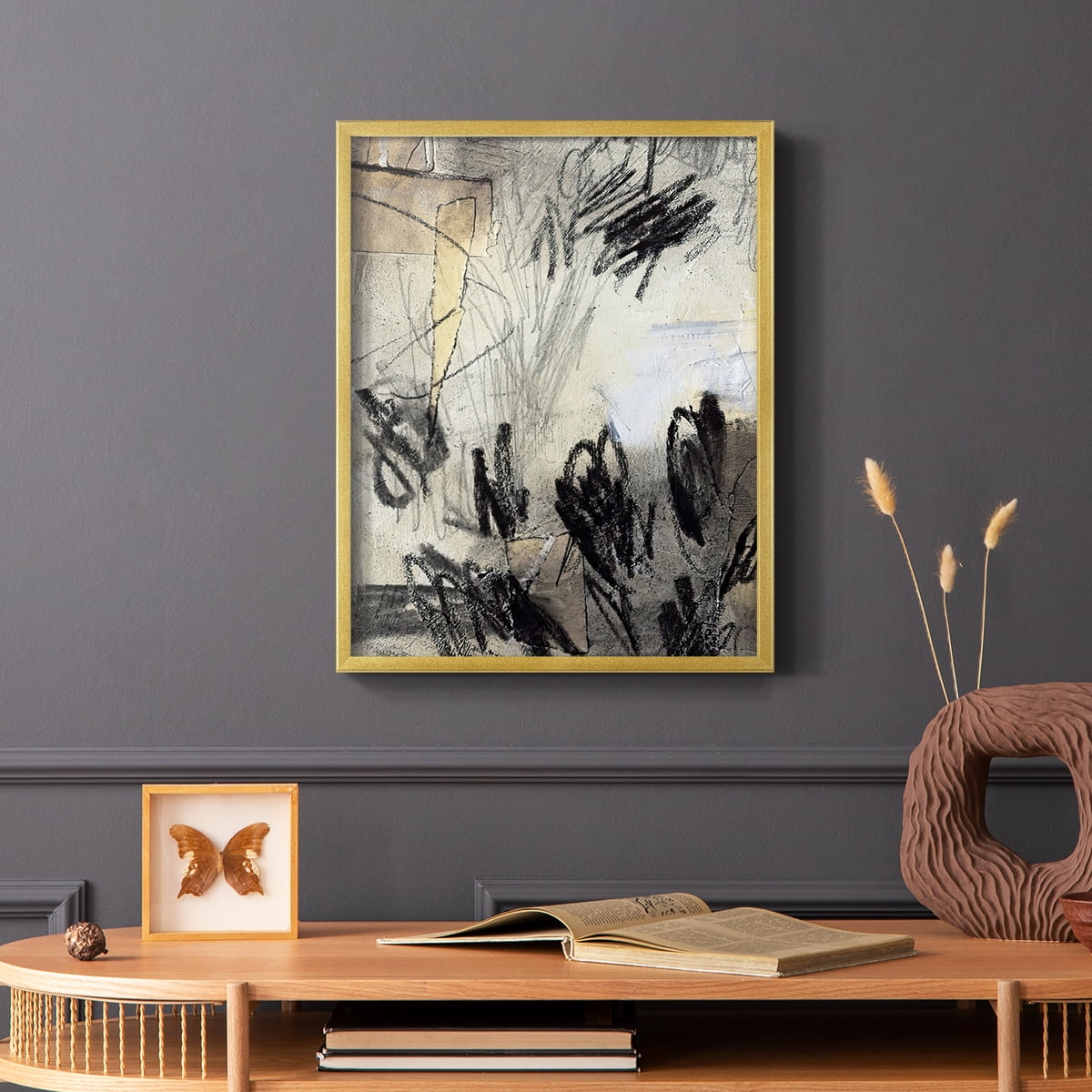 Masked Notes IV Framed Print in Gold Solid Wood Framed Print No Nail Hanging