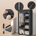 thumbnail image 2 of LEDREM Portable Closet Organizer with Hanging Rail & 6 Shelves - Freestanding Storage Wardrobe for Bedroom , 66.1 Inch , Black, 2 of 5
