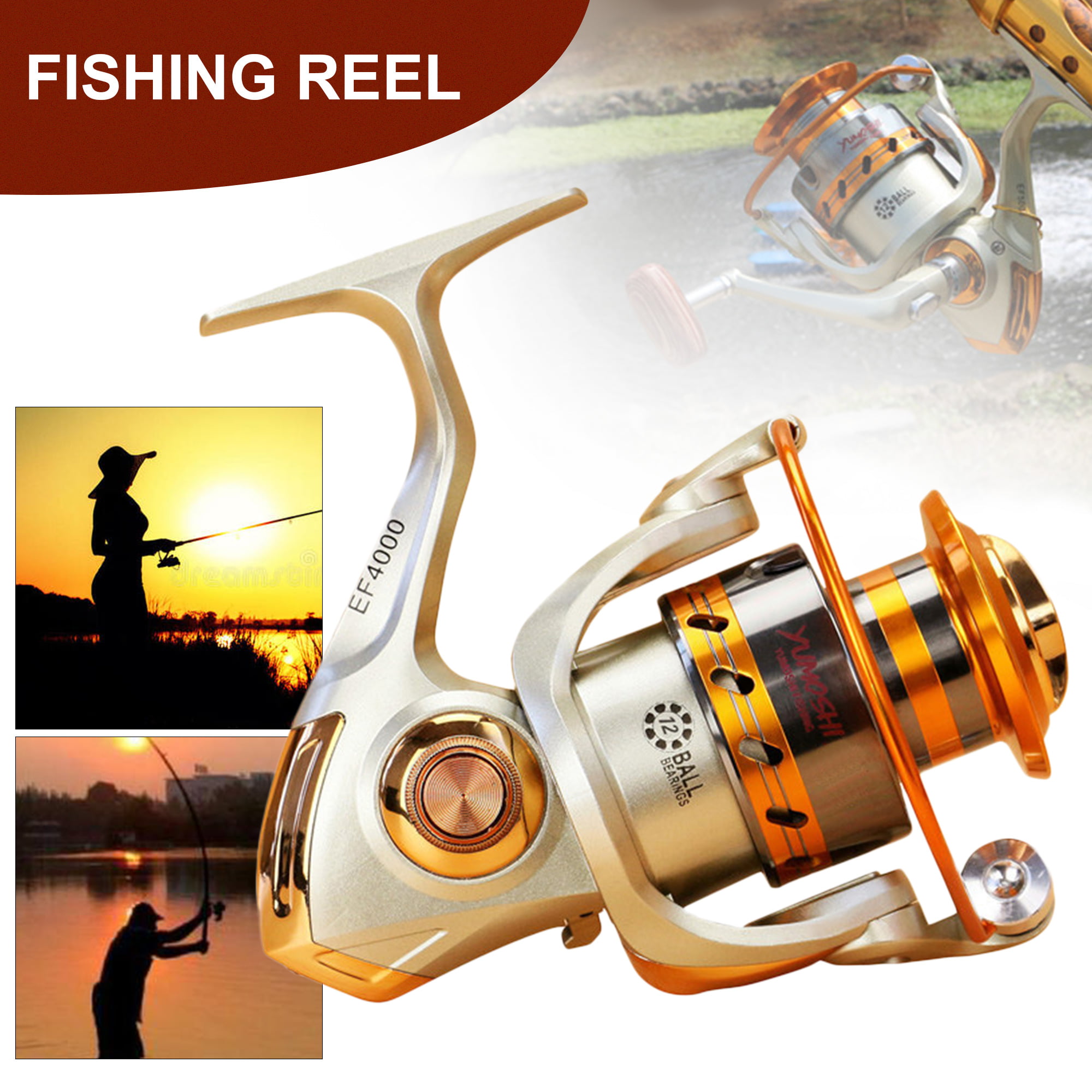 Left/Right-Handed Spinning Reel 12BB Ball Bearing Saltwater/Freshwater Fishing 