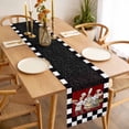 thumbnail image 3 of Table Runner 72 Inches Long for Kitchen Dining, Chef Dresser Scarf Farmhouse, Dining Table Decorations for Wedding/Parties, Cartoon Cute Watercolor Cooking Black Plaid 16 x 72 In, 3 of 8