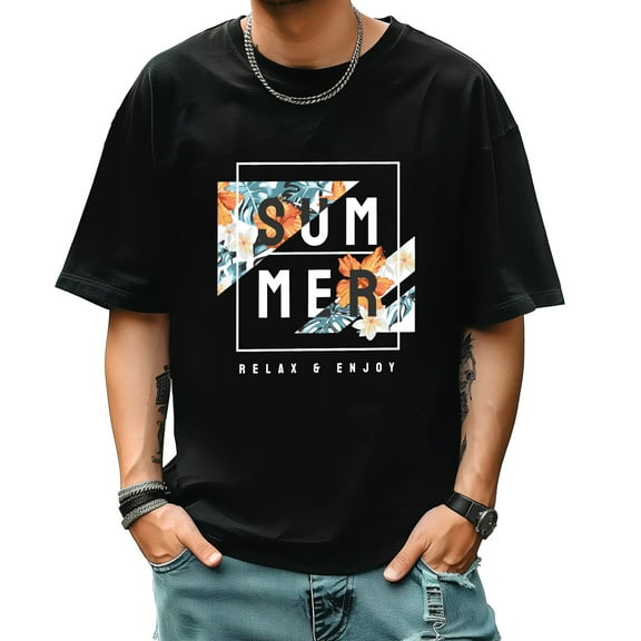 Graphic Tees for Men Summer New Print Casual Tee Fashion Trend Sports Shirt Select